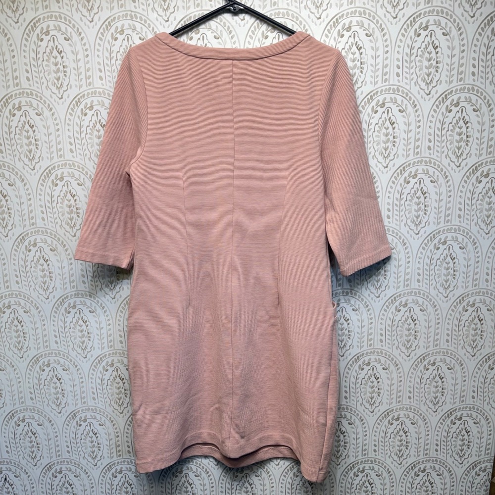 Boden Ottilie Dress Women 10P Pink Ottoman Rib Knit Shift Elbow Sleeve - Picture 2 of 6